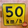 Image 1 : Metal Reflective Road Sign : 50km/hr (18"H x 18"W)