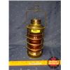 Image 1 : Brass Mini Coal Oil Lamp w/Red Globe (9-1/2"H)