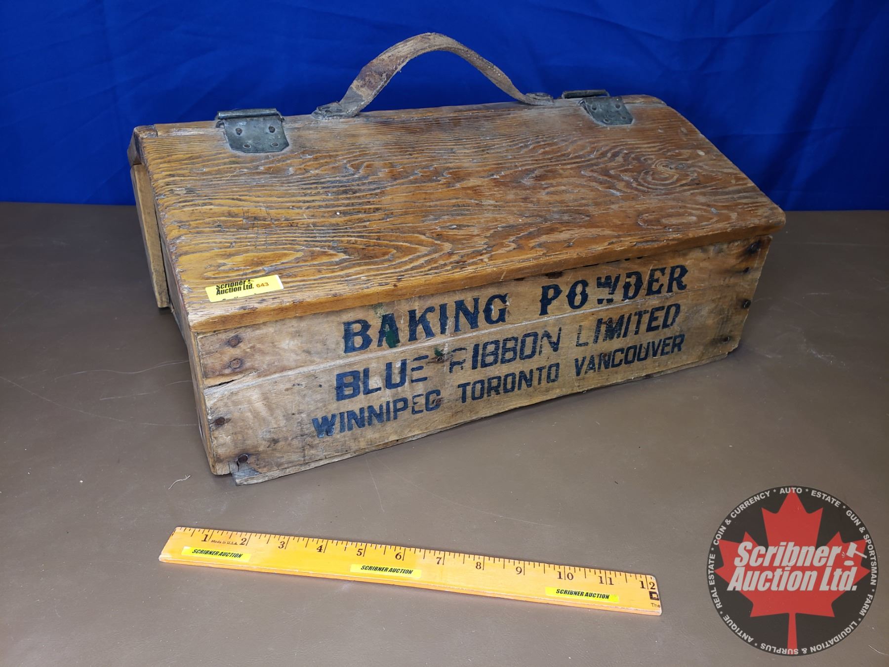 Tool Box Ribbon Hand Crafted Tool Box - Made from Blue Ribbon Wooden Crate (8-1/2