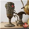Image 2 : Brass Trio: Vase, Large Pitcher & Goblet/Pitcher