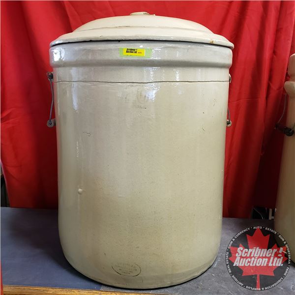 20 Gallon Crock with Lid - Medalta (26"H x 19" Dia)