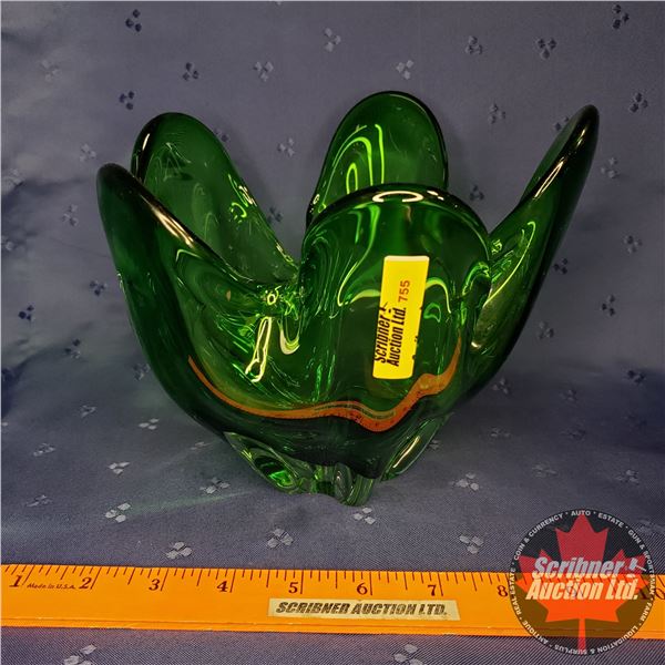 Murano Style Décor Bowl (Green) (7-1/2"H)