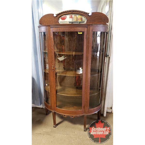 Triple Curve China Cabinet (67"H x 38-1/2"W x 11"D) (Oval Bevel Mirror)