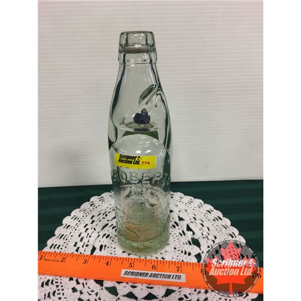 Codd Neck Marble Bottle "J. Roberts Castleford" (9-1/2"H)