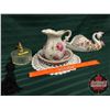 Image 1 : Ladies Trio: Perfume Atomizer, Small Pitcher & Basin & Swan Ornament