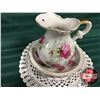 Image 2 : Ladies Trio: Perfume Atomizer, Small Pitcher & Basin & Swan Ornament