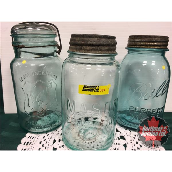 Mason Jars (3) Blue