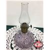 Image 8 : Amethyst Trio: Queen Sealer Jar, Small Coal Oil Lamp & Glass Basket