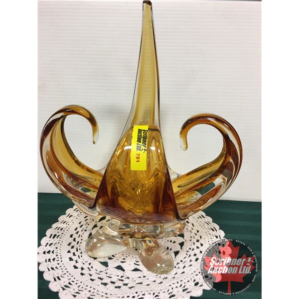 Murano Style Glass Bowl (Amber) (11-1/2"H)