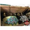 Image 2 : Wooden Box Lot: Costume Jewellery (Bracelets, Watches, Pocket Watch, Necklace, Rings, etc)