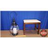Image 1 : Hanging Globe Light - Outdoor - Battery Operated (Modern) & Stool (29"H Light) (18"H Stool)