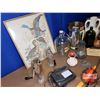 Image 2 : Box Lot: Variety of Modern & Vintage Collectibles (Petit Point, Fire Pokers, A&W Jug, St. Paul Bever