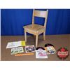 Image 1 : Children's Wooden Chair with Story Books & Records (Chair 26"H)