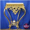 Image 2 : Marble Top Cast & Brass Ornate Display Table (35-1/2"H x 14-1/2"W x 14-1/2"D)