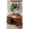 Image 2 : Vanity w/Round Mirror - 5 Drawer (27-1/2"H without Mirro & 41-1/2"W without Mirror 19"D) (Mirror 33-