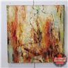 Image 1 : Large Canvas Painting of Abstract Woman in Yoga Pose by Silver (40"H x 40"W)