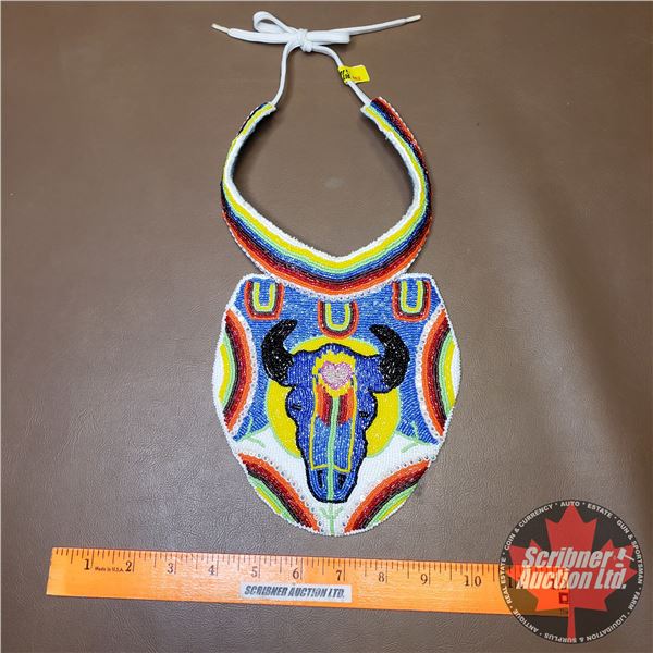 Native Children's Beaded Chest Plate (Long Horn Skull Design)