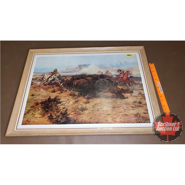 Framed Print "The Buffalo Hunt" (20"H x 26-3/4"W)