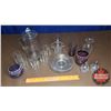 Image 1 : Tray Lot: Juice Set, S&P, Pinwheel Crystal Basket, etc