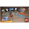 Image 1 : Tray Lot: Cows, Rocking Horse, Piggy Bank, S&P, Forks, Tongs, "Rileys Toffee" Mini Hammer, etc