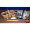 Image 1 : Coffee Lunch Boxes (2) & Grape Basket w/Pine Cone, Pencil Case, Photo Corners, etc