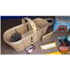 Image 3 : Coffee Lunch Boxes (2) & Grape Basket w/Pine Cone, Pencil Case, Photo Corners, etc