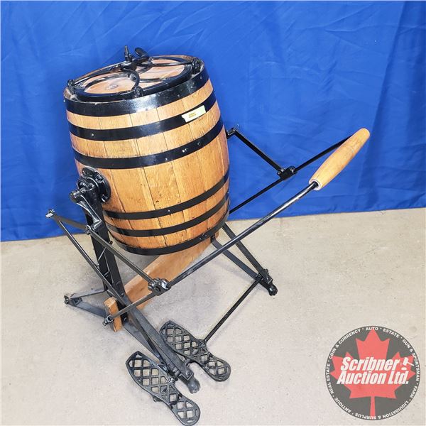 Wortman & Ward London, Ont Barrel Butter Churn (Patented 1889) (35"H x 24"W x 38"D)