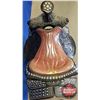 Image 2 : Dark Brown Floral Carved Parade Saddle w/Padded Seat & Various Nickel Spots (Circa 1950's-60's) Seat