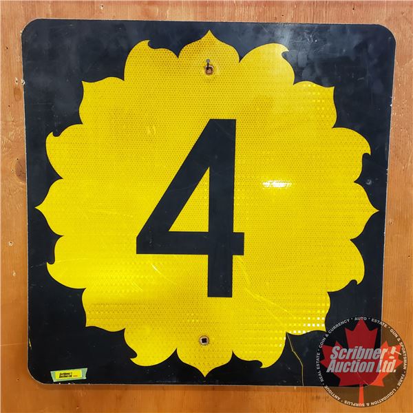 Single Sided Metal Reflective Road Sign " 4 " (Kansas Hwy 4) (24"H x 24"W)