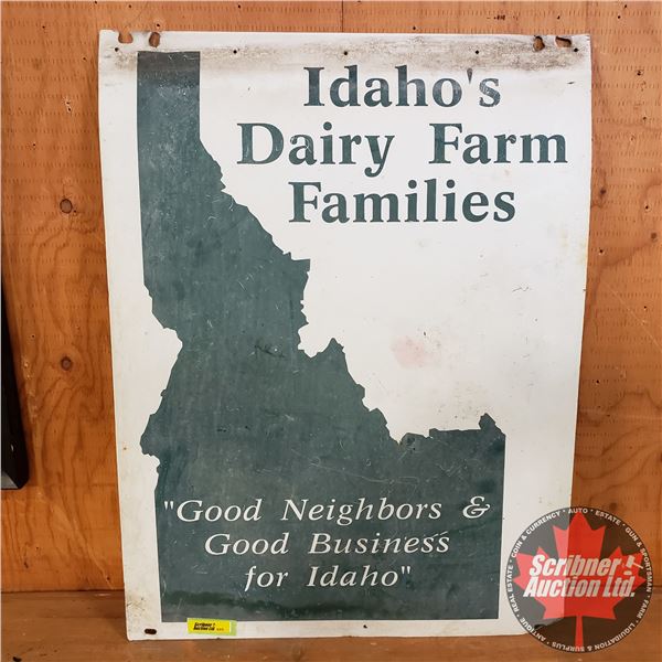 Double Sided Tin Sign "Idaho's Dairy Farm Families" (24"H x 18"W)