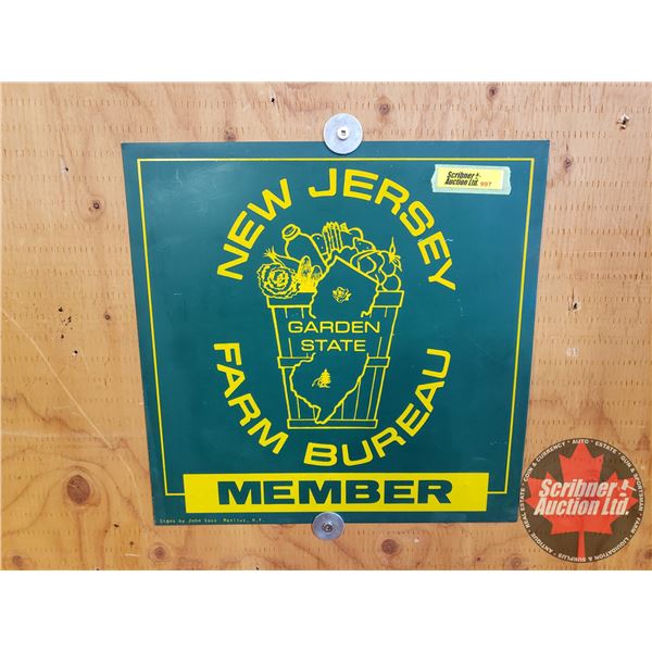 Single Sided Tin Sign : "New Jersey Farm Bureau Member" (Signs by John Voss Manlius, N.Y.) (11-1/4" 