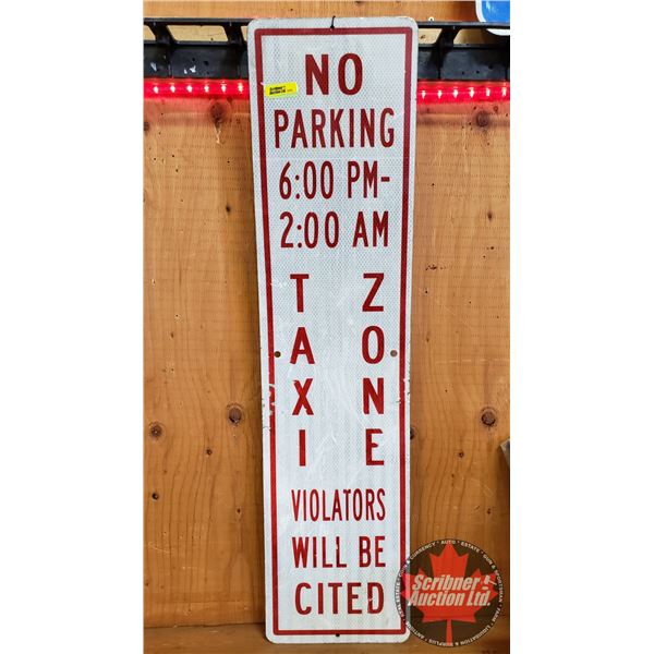 Single Sided Metal Reflective Street Sign "No Parking Taxi Zone" (36"H x 9"W)