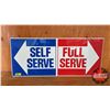 Image 1 : Single Sided Tin Sign "Self Serve / Full Serve" (On Back "Retained Sample" 11/25/92) (12" x 28")