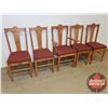 Image 1 : Wooden Chairs (5):  With Padded Burgundy Seats