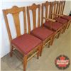 Image 2 : Wooden Chairs (5):  With Padded Burgundy Seats