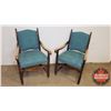 Image 1 : Wooden Arm Chairs (2): With Padded Teal Seats