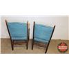 Image 2 : Wooden Arm Chairs (2): With Padded Teal Seats