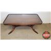 Image 1 : Duncan Phyfe Style Trestle Coffee Table: With Glass Top 17"H x 38"W x 21"D