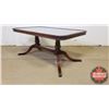 Image 2 : Duncan Phyfe Style Trestle Coffee Table: With Glass Top 17"H x 38"W x 21"D