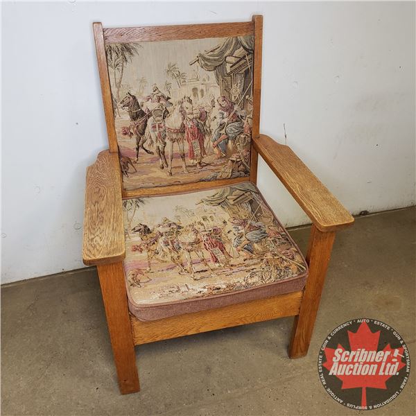 Oak Wood Chair With Tapestry (Needs Work)