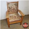 Image 1 : Oak Wood Chair With Tapestry (Needs Work)
