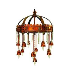 Copper Chandelier with Cut Glass Prisms