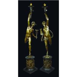 Pair of Bronze Statues Medical motif