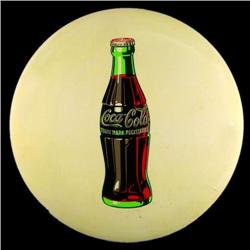 Coca Cola White Button/Bottle Tin Sign