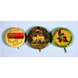 Three Celluloid Advertising Pinbacks