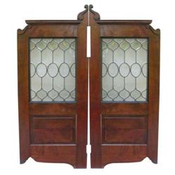 Leaded Glass and Mahogany Saloon Doors