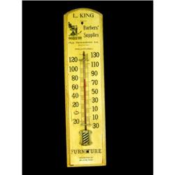 L. King Barber Supplies Wood Thermometer