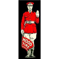 Hood Tire Dealer Die Cut Porcelain Sign