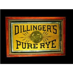 Dillingers Pure Rye Reverse Glass Sign