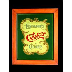 Eisenlohrs Cinco Cigars Glass Sign